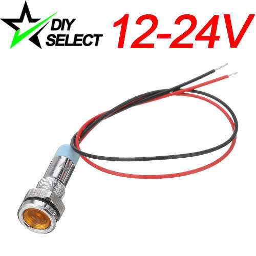 Light Led Signal Metal 6mm 12V - 24V Yellow Waterproof **LOCAL STOCK**