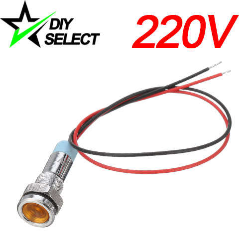 Light Led Signal Metal 6mm 220V AC Yellow Waterproof **LOCAL STOCK**