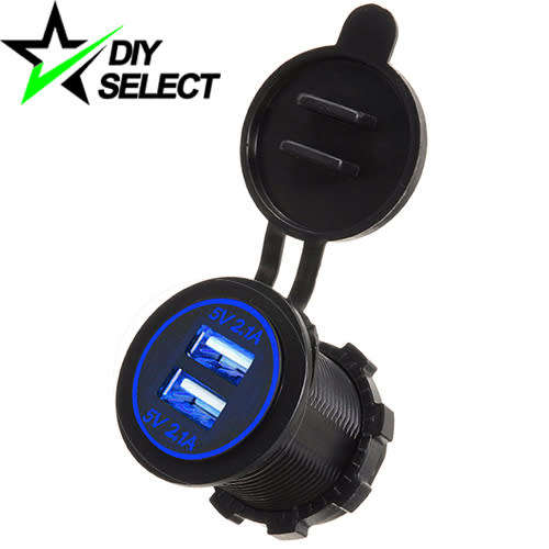 Car DC Twin USB Charger Power Socket Blue Led 12V **LOCAL STOCK**