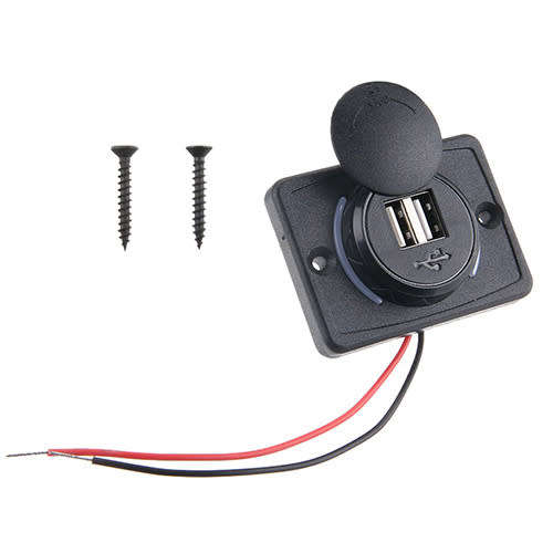 Car Twin USB Charger Power Socket Blue Led Slide Cap DC 12-24V **LOCAL STOCK**