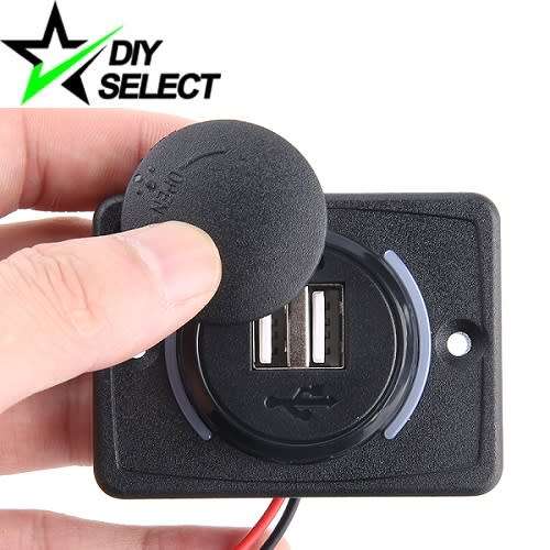 Car Twin USB Charger Power Socket Blue Led Slide Cap DC 12-24V **LOCAL STOCK**