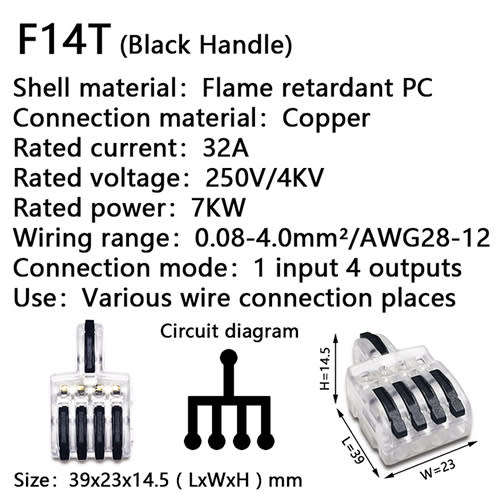Splice Connector Wago Lever Splitter 1Pin to 4Pin Clear **LOCAL STOCK**