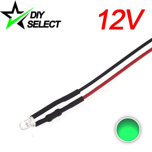 5mm Led Clear Green 12V Prewired **LOCAL STOCK**