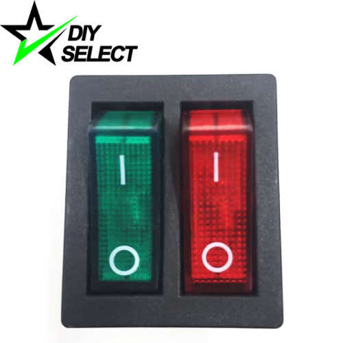 Switch Rocker 25 x 31mm 4 PIN Double Red/Green Led 250V 15A On-Off **LOCAL STOCK**