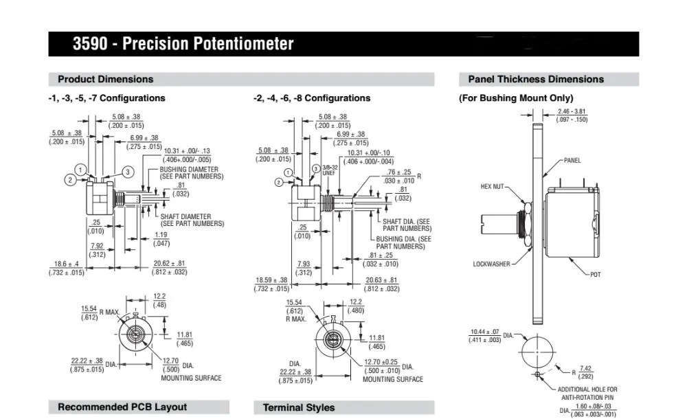 Potentiometer 3590S-2-103L 10K Ohm 10 Turns **LOCAL STOCK**