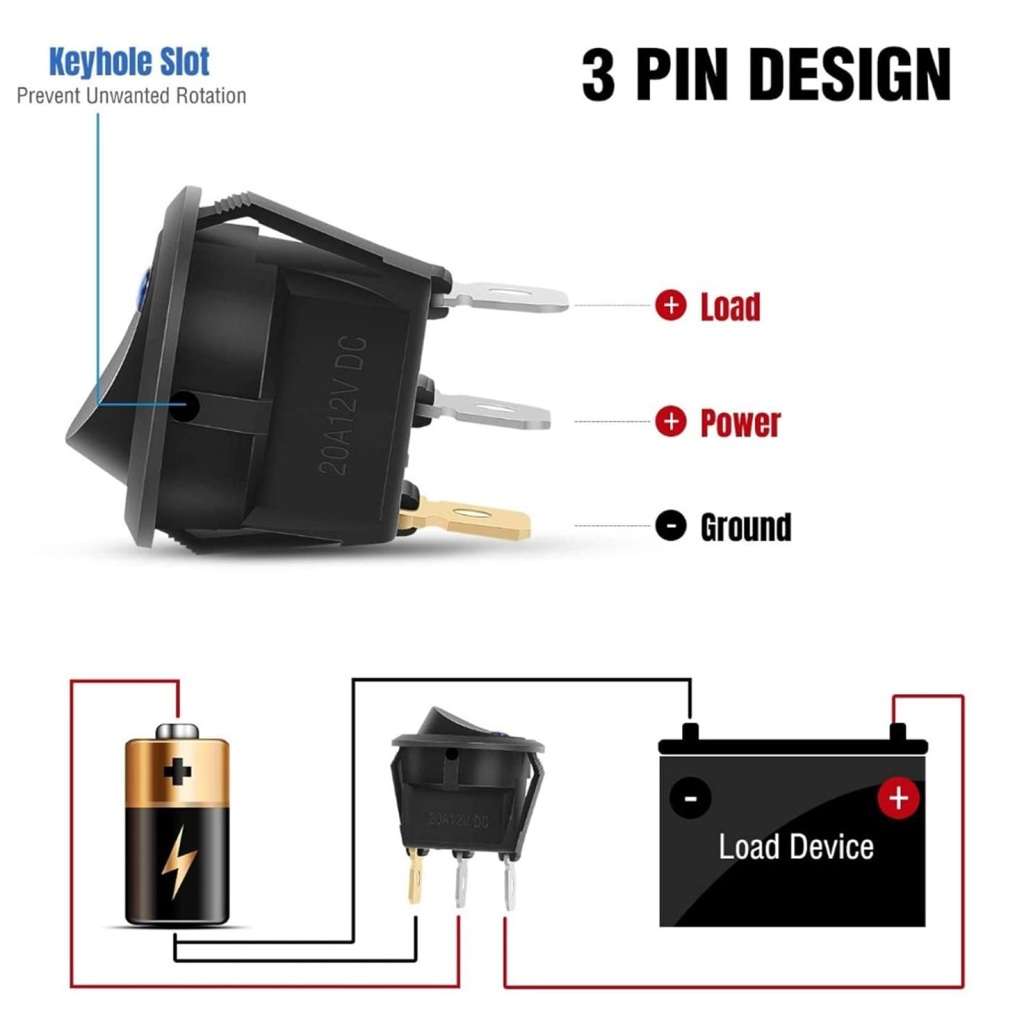 Rocker Switch Round Green Led 220V AC **LOCAL STOCK**