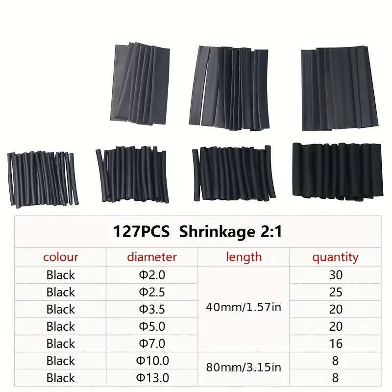 Heat Shrink Pack Black 127pcs **LOCAL STOCK**