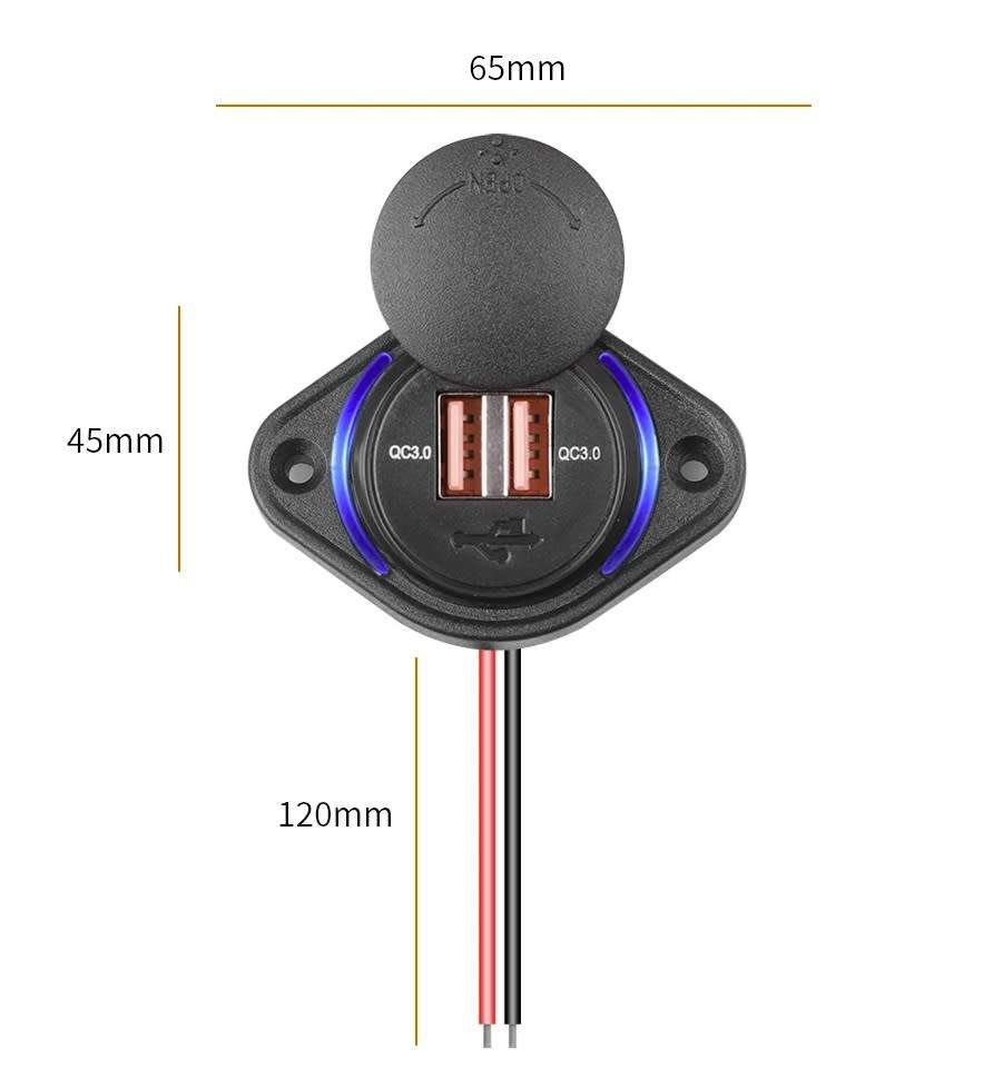 Car Twin USB Charger Power Socket Green Led Slide Cap DC 12-24V **LOCAL STOCK**