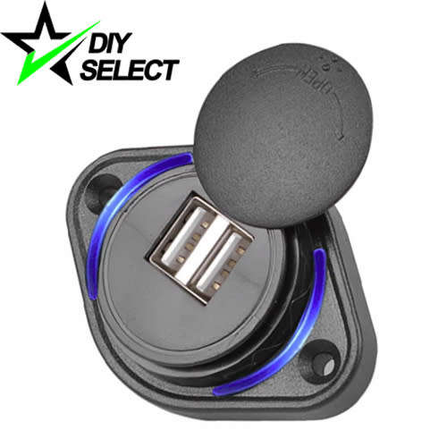 Car Twin USB Charger Power Socket Blue Led Slide Cap DC 12-24V **LOCAL STOCK**