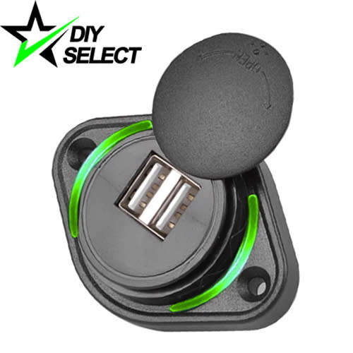Car Twin USB Charger Power Socket Green Led Slide Cap DC 12-24V **LOCAL STOCK**