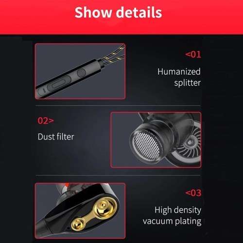 Double Drive in ear subwoofer stereo wired hearphone microphone sport