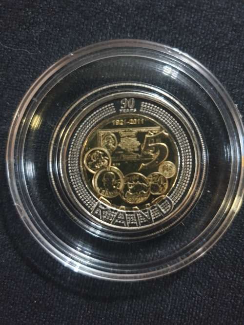 2011 SARB 90th Anniversary R5 Coin Untouched in Capsules