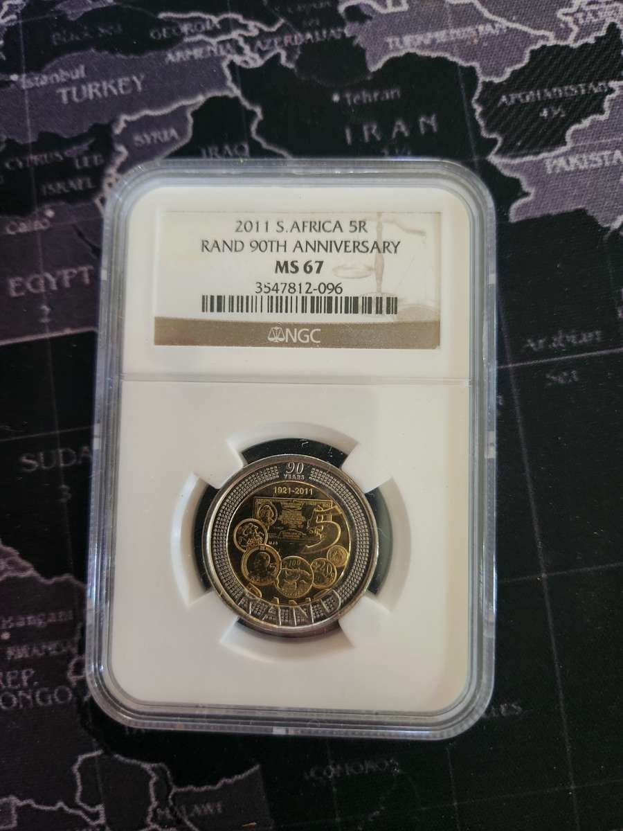 2011 SARB 90th Anniversary R5 Coin NGC Graded MS67