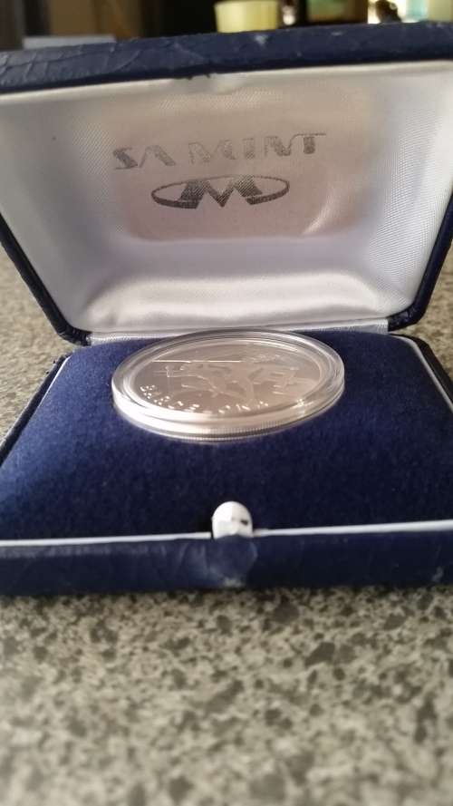 1992 BARCELONA  R 2 Silver Proof Coin in Blue COA case Encapsulated