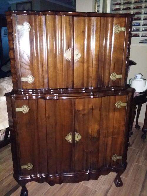 Exquisite 1940`s Ball and Claw Corner Unit. Solid Imboya Wood