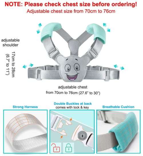 Baby Reins Walking Harness for Toddlers, Kids, Children, 3-in-1, Anti Lost Safety Wrist Cuff