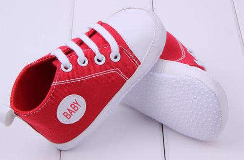 Baby Sneakers Boy Girl Soft Sole Red 0 - 6 mths
