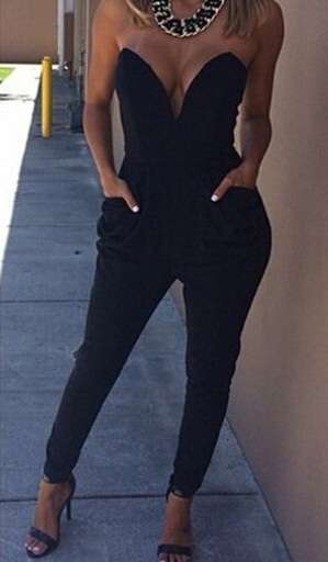 Black Strapless Jumpsuit [Small] ON SALE