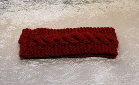 Headband with cable (Ruby Red) Hand Knitted