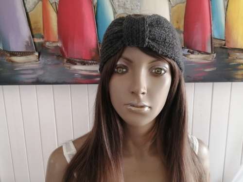 Headband (Charcoal) Hand Knitted