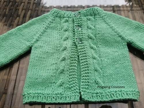 Lovely Hand Knitted Baby Jersey (Sage Green)