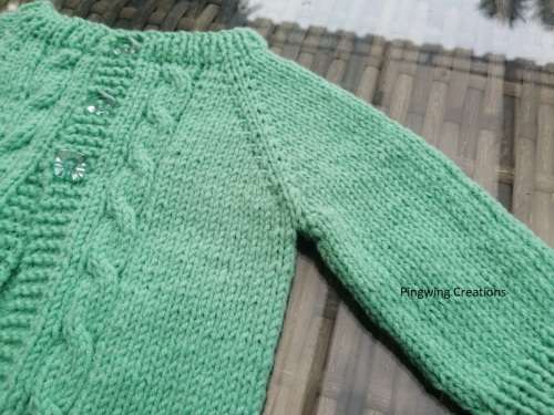 Lovely Hand Knitted Baby Jersey (Sage Green)