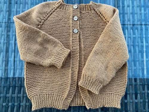 Hand Knitted Baby Cardigan (Camel)