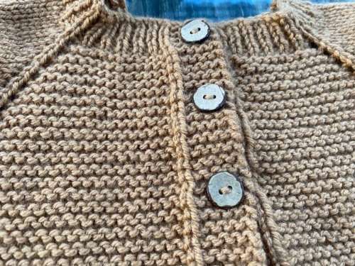 Hand Knitted Baby Cardigan (Camel)