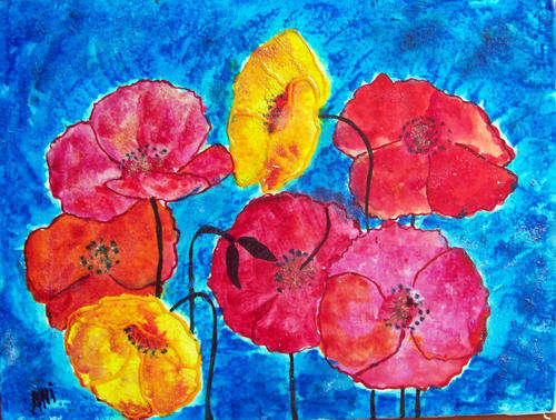 ANI VLOK !!! Poppies by Ani - 300x400mm - on canvas board
