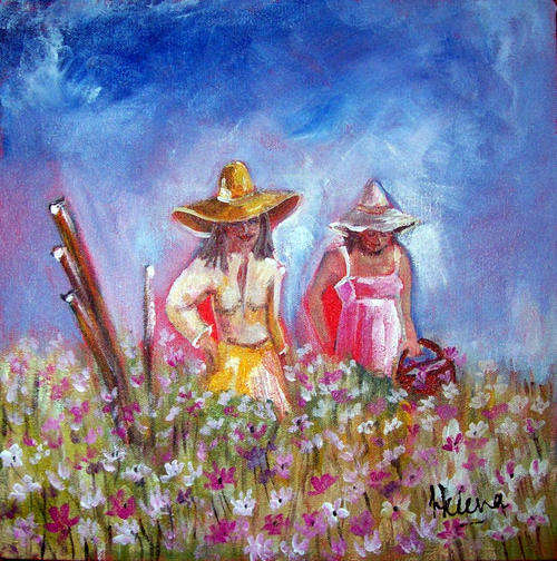 Picking flowers - 250x250x44mm  by HELENA KRUGER