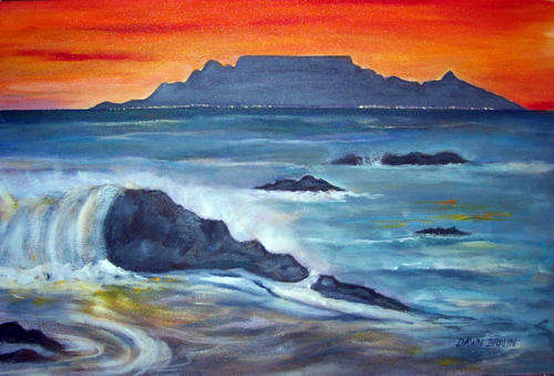 Cape Town sunset - 400x600mm  by DAWN BRAUN