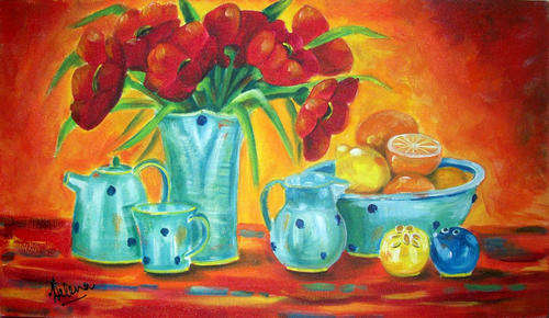 Blue dots - 400x700x22mm  by HELENA KRUGER