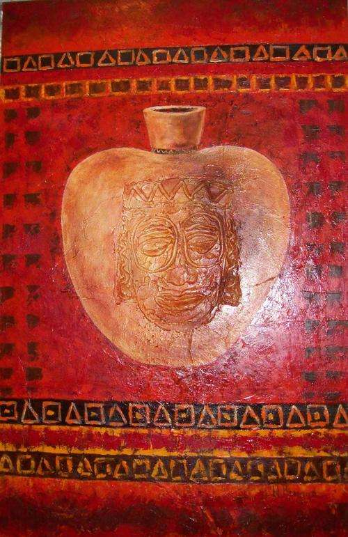 African pot - 700x1100x44mm - extra large painting -  by  HELENA KRUGER