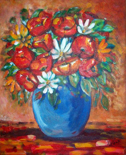 Old fashioned flowers - 400x500x20mm -  by  HELENA KRUGER