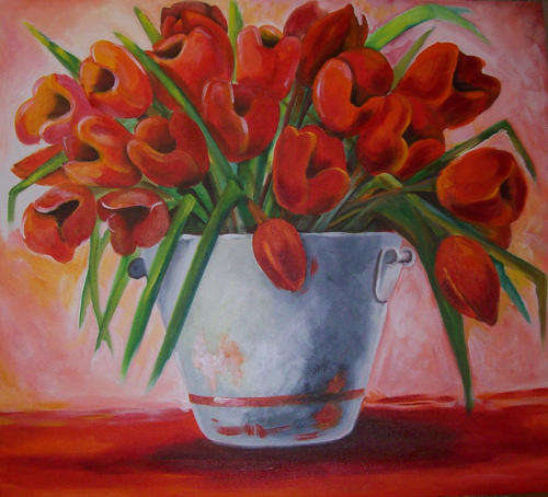 Red tablecloth - 800x900x20mm -  Extra large painting by  HELENA KRUGER