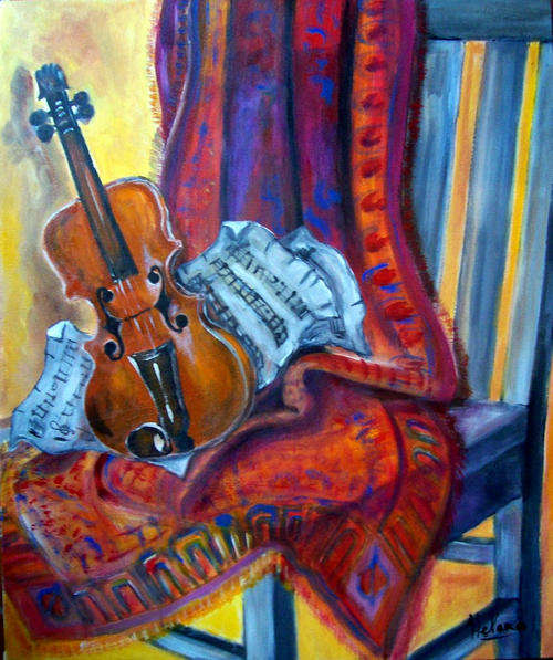 My son's violin - 500x600x22mm - by  HELENA KRUGER