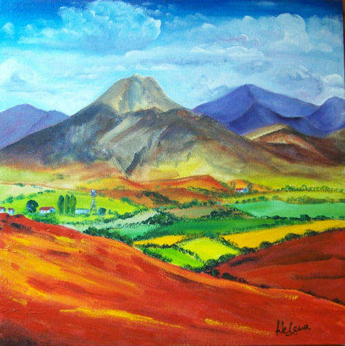 Between mountains -500x500x20mm - acrylic painting by  HELENA KRUGER