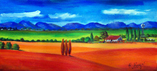 My farm - 260x600mm - acrylic painting - buy DIRECTLY from Helena