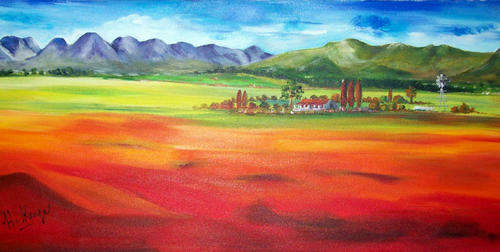 Serene landscape - 390x900mm - acrylic painting - buy DIRECTLY from Helena