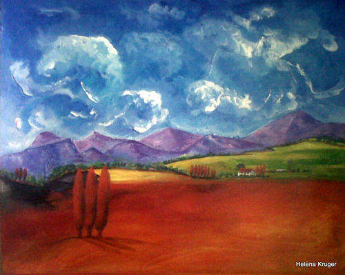 Cloudy day - extra large painting - 750x1000x44mm - by Helena Kruger