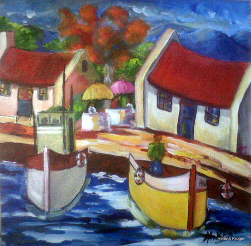 Harbour town(2) - 500x500mm- by Helena Kruger