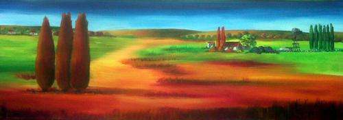 Orange landscape - original Helena Kruger - 280x900mm