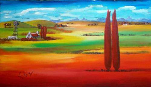 My dream house on the farm - LARGE original Helena Kruger - 500x900mm