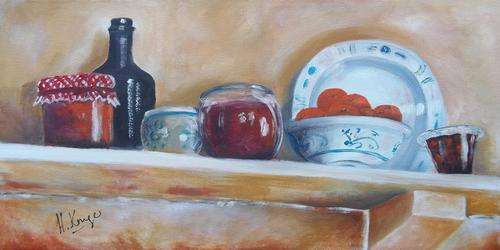 Peaches on the shelf - original Helena Kruger - 350x700mm