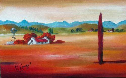 Cottage in the country - orginal Helena Kruger - 250x400mm