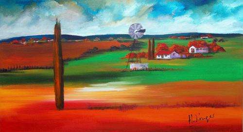 Groen velde - original Helena Kruger - 320x600mm