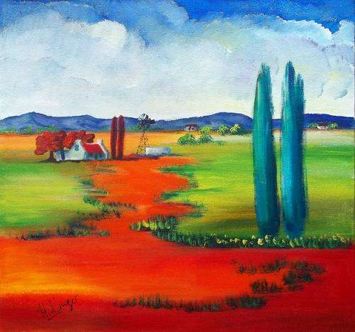Going to the farm -  original Helena Kruger - 450x500mm
