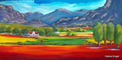 Ou Kaapse huisie -  original Helena Kruger - 350x700mm
