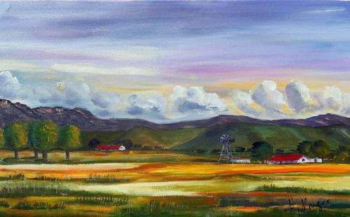 Original Helena Kruger(1957- )  - Karoo farm  - 350x600mm