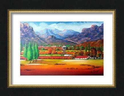 Original Acrylic by HELENA KRUGER - 380x580mm - Farm near the mountains